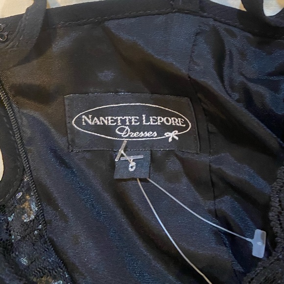 *ONLY DRESS* Y2K Lace-Trim Crystals UnwornVintage Black NanetteLepore Slip Dress - Picture 2 of 2